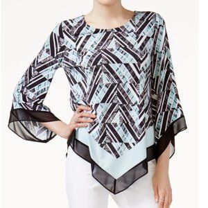NWOT ALFANI PETITE PRINTED POINT-HEM TOP - Petite Petite